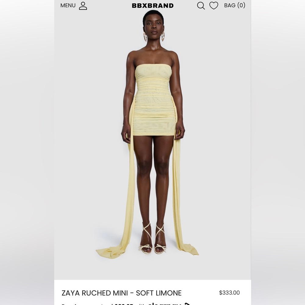 BBX brand Yellow Zaya Dress with Long Ties & Sleeves